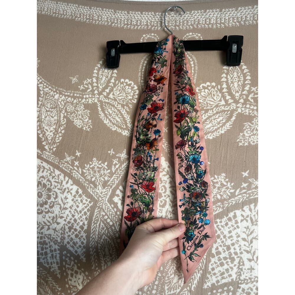Christian Dior Pink D-Millefiori Mitzah Printed Silk Bandeau Scarf - Picture 4 of 9